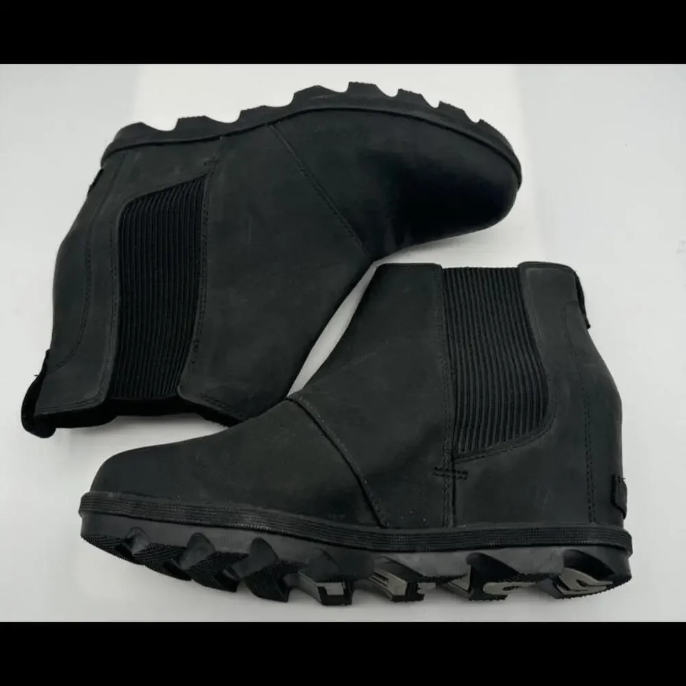 Sorel Joan of Arctic Leather Wedge Chelsea Boot Black Size 10 US - Picture 6 of 9